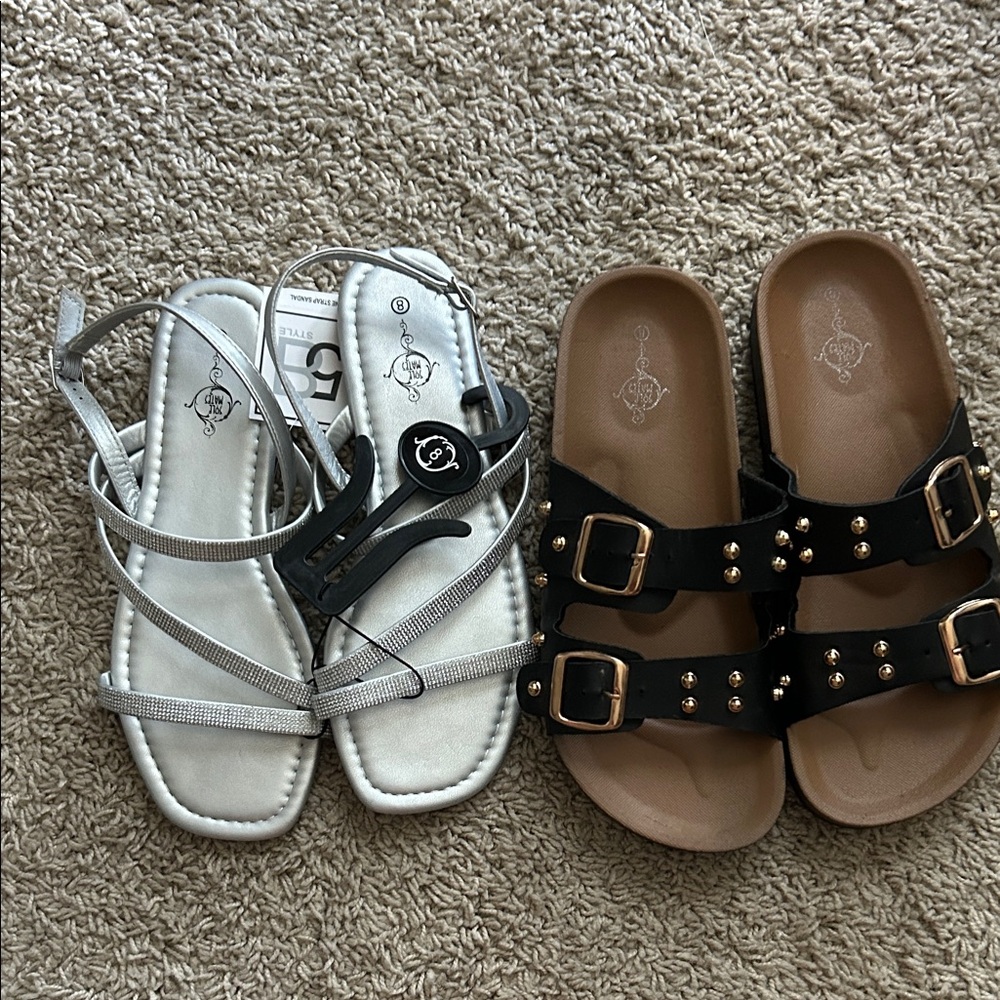 Women Sandals - Silver and Black